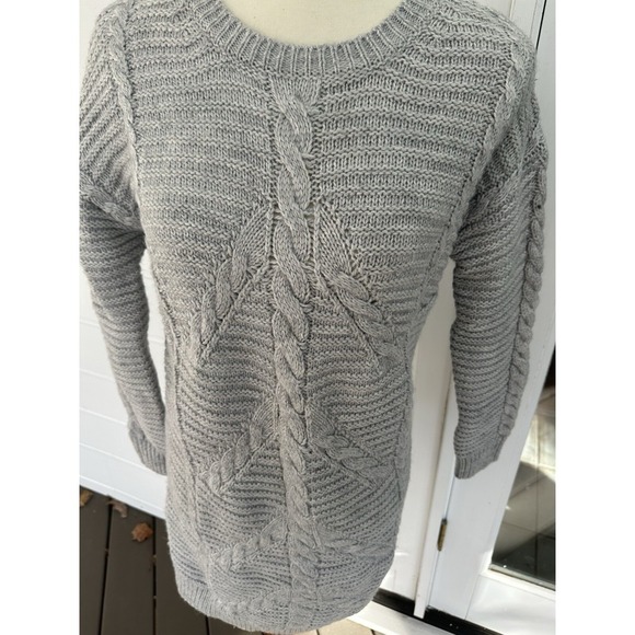 NEW GAP Cable Knit Sweater Dress Women's Size XS Gray Winter Wool Cozy Hygge - Picture 8 of 10